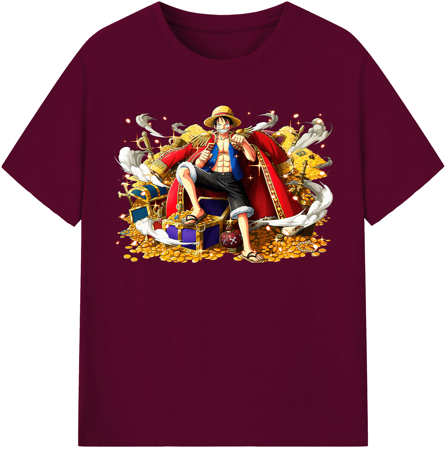 ワンピース モンキー・D・ルフィ ONE PIECE Monkey D. Luffy レディースカジュアルプリントTシャツ（綿100％）